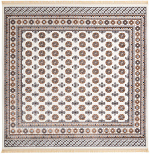 Ivory 10' x 10' Tekke Square Area Rug Classic Traditional Vintage Design Carpet for Living Rooms, Dining, Bedrooms, Office Space for Sale at Rug Engine
