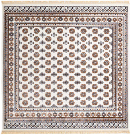 Ivory 10' x 10' Tekke Square Area Rug Classic Traditional Vintage Design Carpet for Living Rooms, Dining, Bedrooms, Office Space for Sale at Rug Engine