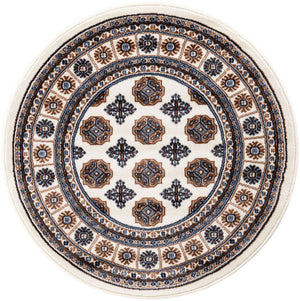 Ivory 3' 1 x 3' 1 Tekke Round Area Rug Classic Traditional Vintage Design Carpet for Living Rooms, Dining, Bedrooms, Office Space for Sale at Rug Engine