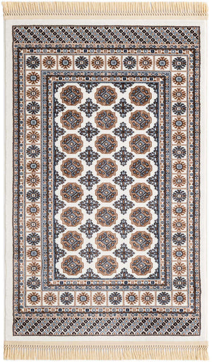 Ivory 3' 1 x 5' 3 Tekke Rectangle Area Rug Classic Traditional Vintage Design Carpet for Living Rooms, Dining, Bedrooms, Office Space for Sale at Rug Engine