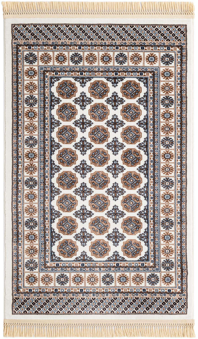 Ivory 3' 1 x 5' 3 Tekke Rectangle Area Rug Classic Traditional Vintage Design Carpet for Living Rooms, Dining, Bedrooms, Office Space for Sale at Rug Engine