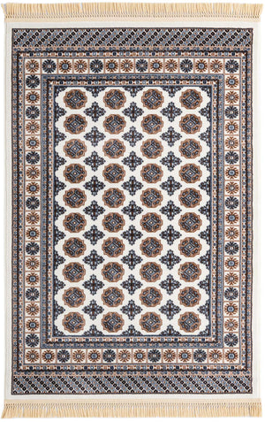 Ivory 4' 1 x 6' 1 Tekke Rectangle Area Rug Classic Traditional Vintage Design Carpet for Living Rooms, Dining, Bedrooms, Office Space for Sale at Rug Engine