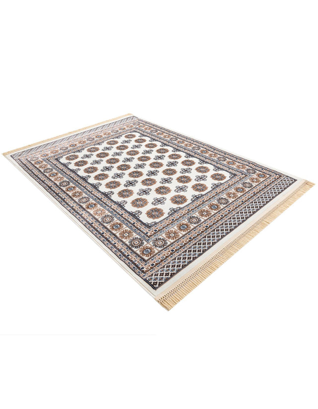 Ivory 5' 3 x 7' 1 Tekke Rectangle Area Rug Classic Traditional Vintage Design Carpet for Living Rooms, Dining, Bedrooms, Office Space for Sale at Rug Engine