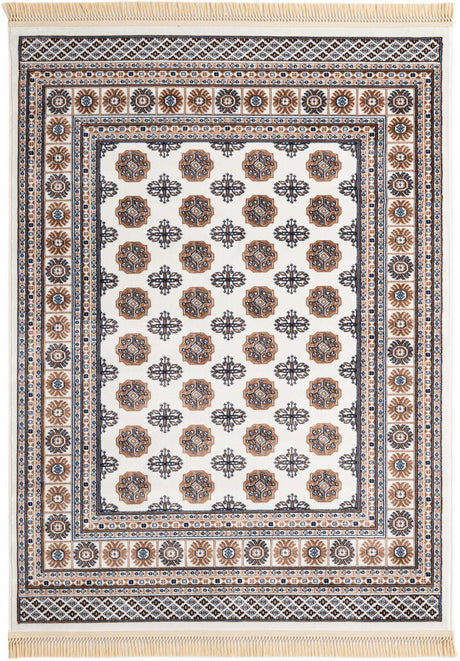 Ivory 5' 3 x 7' 1 Tekke Rectangle Area Rug Classic Traditional Vintage Design Carpet for Living Rooms, Dining, Bedrooms, Office Space for Sale at Rug Engine