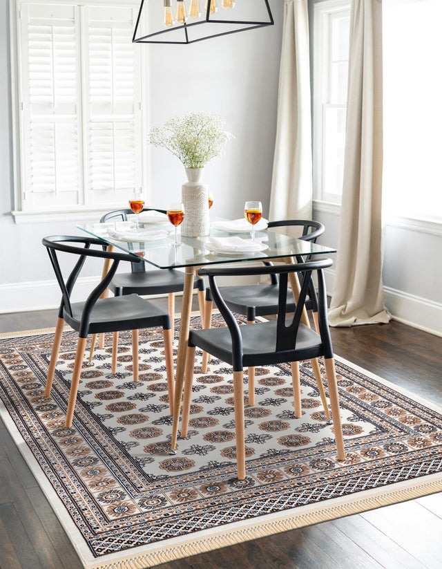 Ivory 5' 3 x 7' 1 Tekke Rectangle Area Rug Classic Traditional Vintage Design Carpet for Living Rooms, Dining, Bedrooms, Office Space for Sale at Rug Engine