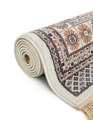 Ivory 5' 3 x 7' 1 Tekke Rectangle Area Rug Classic Traditional Vintage Design Carpet for Living Rooms, Dining, Bedrooms, Office Space for Sale at Rug Engine
