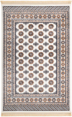 Ivory 5' 3 x 8' Tekke Rectangle Area Rug Classic Traditional Vintage Design Carpet for Living Rooms, Dining, Bedrooms, Office Space for Sale at Rug Engine