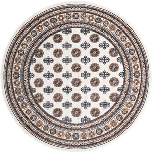 Ivory 6' 1 x 6' 1 Tekke Round Area Rug Classic Traditional Vintage Design Carpet for Living Rooms, Dining, Bedrooms, Office Space for Sale at Rug Engine