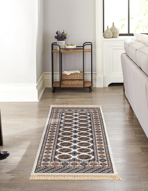 Ivory 2' x 8' Tekke Runner Area Rug Classic Traditional Vintage Design Carpet for Living Rooms, Dining, Bedrooms, Office Space for Sale at Rug Engine