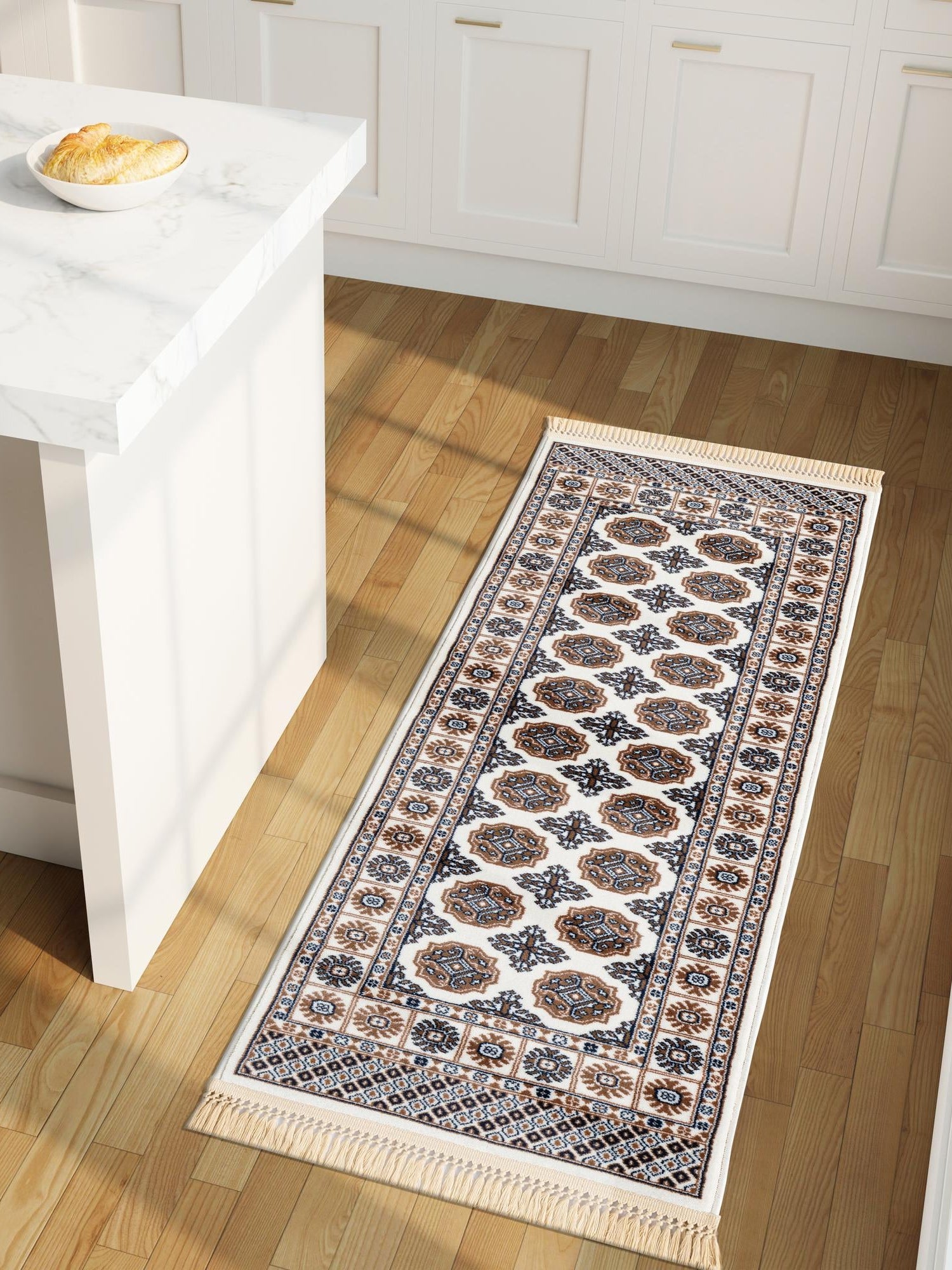Ivory 2' 7 x 10' Tekke Runner Area Rug Classic Traditional Vintage Design Carpet for Living Rooms, Dining, Bedrooms, Office Space for Sale at Rug Engine