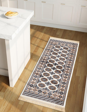 Ivory 2' x 8' Tekke Runner Area Rug Classic Traditional Vintage Design Carpet for Living Rooms, Dining, Bedrooms, Office Space for Sale at Rug Engine