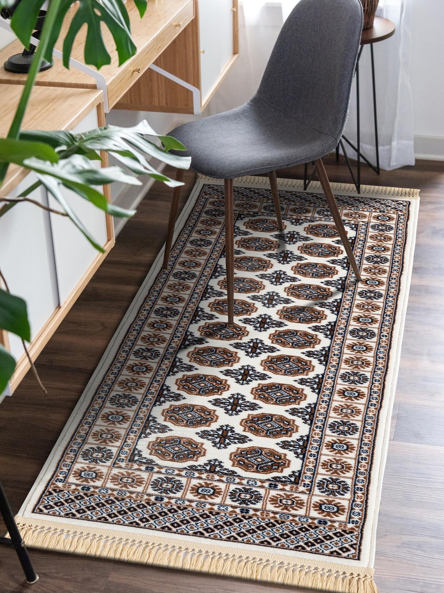 Ivory 2' 7 x 10' Tekke Runner Area Rug Classic Traditional Vintage Design Carpet for Living Rooms, Dining, Bedrooms, Office Space for Sale at Rug Engine