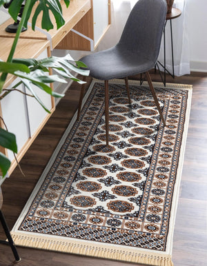 Ivory 2' x 8' Tekke Runner Area Rug Classic Traditional Vintage Design Carpet for Living Rooms, Dining, Bedrooms, Office Space for Sale at Rug Engine
