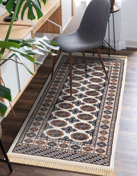 Ivory 2' x 8' Tekke Runner Area Rug Classic Traditional Vintage Design Carpet for Living Rooms, Dining, Bedrooms, Office Space for Sale at Rug Engine