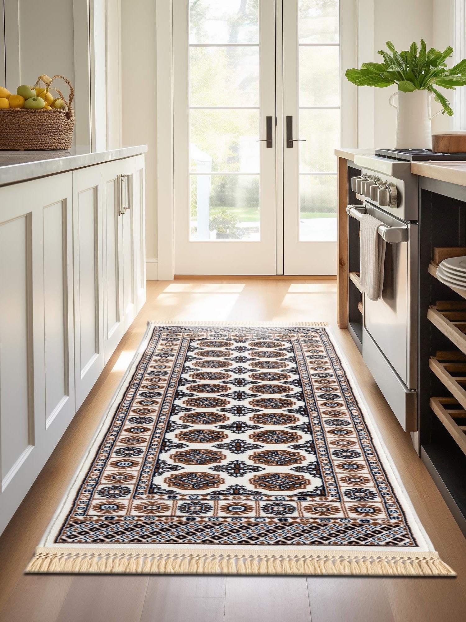 Ivory 2' x 8' Tekke Runner Area Rug Classic Traditional Vintage Design Carpet for Living Rooms, Dining, Bedrooms, Office Space for Sale at Rug Engine