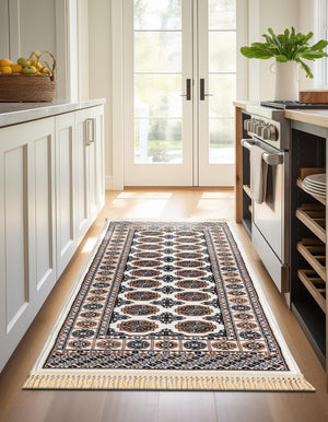 Ivory 2' x 8' Tekke Runner Area Rug Classic Traditional Vintage Design Carpet for Living Rooms, Dining, Bedrooms, Office Space for Sale at Rug Engine