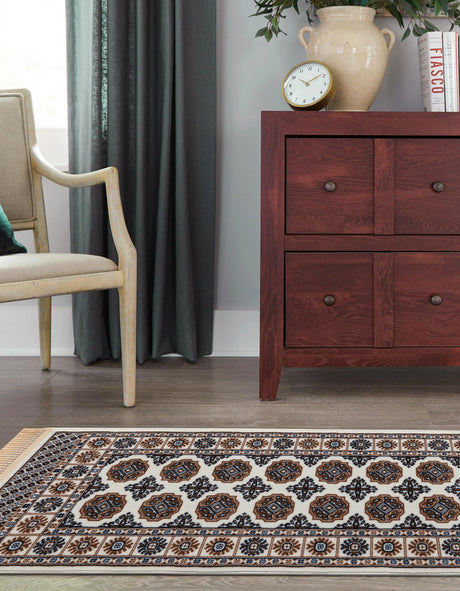 Ivory 2' x 8' Tekke Runner Area Rug Classic Traditional Vintage Design Carpet for Living Rooms, Dining, Bedrooms, Office Space for Sale at Rug Engine
