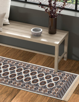 Ivory 2' 7 x 12' Tekke Runner Area Rug Classic Traditional Vintage Design Carpet for Living Rooms, Dining, Bedrooms, Office Space for Sale at Rug Engine
