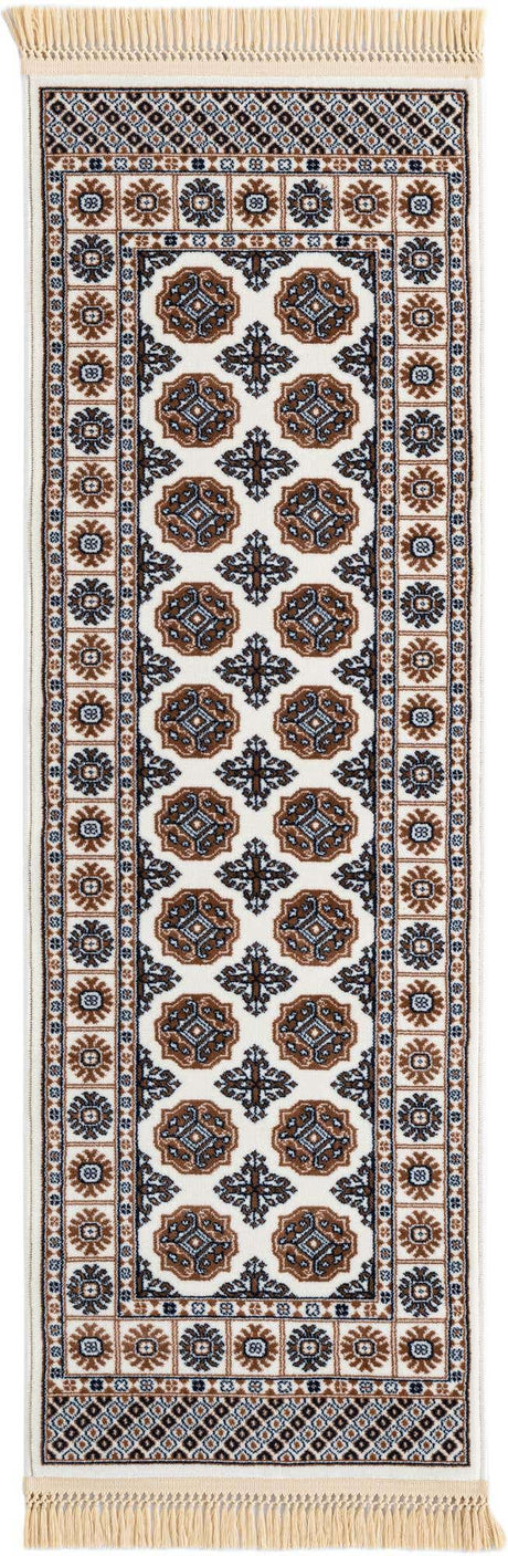 Ivory 2' x 6' 1 Tekke Runner Area Rug Classic Traditional Vintage Design Carpet for Living Rooms, Dining, Bedrooms, Office Space for Sale at Rug Engine