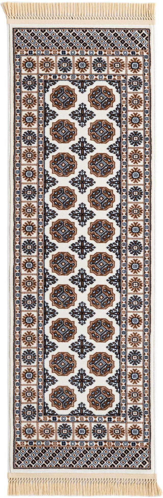 Ivory 2' x 6' 1 Tekke Runner Area Rug Classic Traditional Vintage Design Carpet for Living Rooms, Dining, Bedrooms, Office Space for Sale at Rug Engine