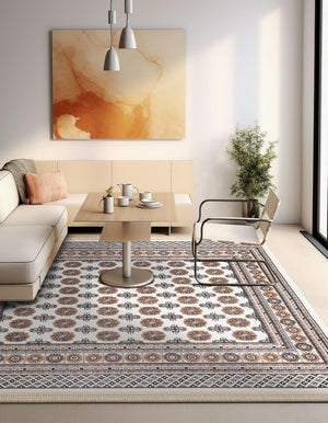 Ivory 6' 1 x 6' 1 Tekke Square Area Rug Classic Traditional Vintage Design Carpet for Living Rooms, Dining, Bedrooms, Office Space for Sale at Rug Engine