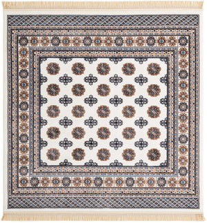 Ivory 6' 1 x 6' 1 Tekke Square Area Rug Classic Traditional Vintage Design Carpet for Living Rooms, Dining, Bedrooms, Office Space for Sale at Rug Engine