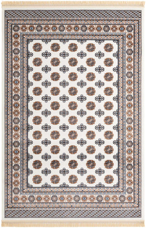 Ivory 6' 1 x 9' Tekke Rectangle Area Rug Classic Traditional Vintage Design Carpet for Living Rooms, Dining, Bedrooms, Office Space for Sale at Rug Engine