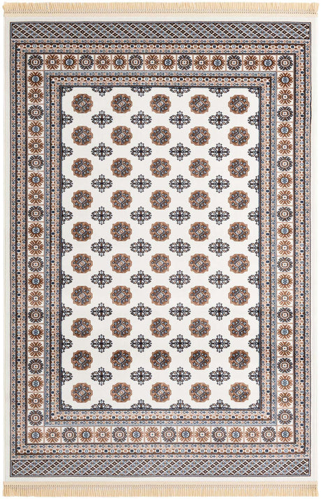 Ivory 6' 1 x 9' Tekke Rectangle Area Rug Classic Traditional Vintage Design Carpet for Living Rooms, Dining, Bedrooms, Office Space for Sale at Rug Engine