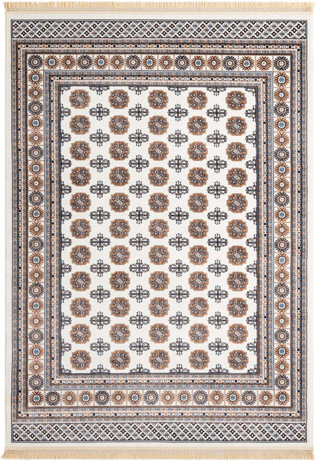 Ivory 7' 1 x 10' Tekke Rectangle Area Rug Classic Traditional Vintage Design Carpet for Living Rooms, Dining, Bedrooms, Office Space for Sale at Rug Engine