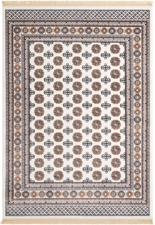 Ivory 7' 1 x 10' Tekke Rectangle Area Rug Classic Traditional Vintage Design Carpet for Living Rooms, Dining, Bedrooms, Office Space for Sale at Rug Engine