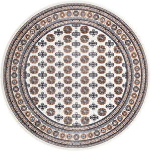 Ivory 7' 10 x 7' 10 Tekke Round Area Rug Classic Traditional Vintage Design Carpet for Living Rooms, Dining, Bedrooms, Office Space for Sale at Rug Engine