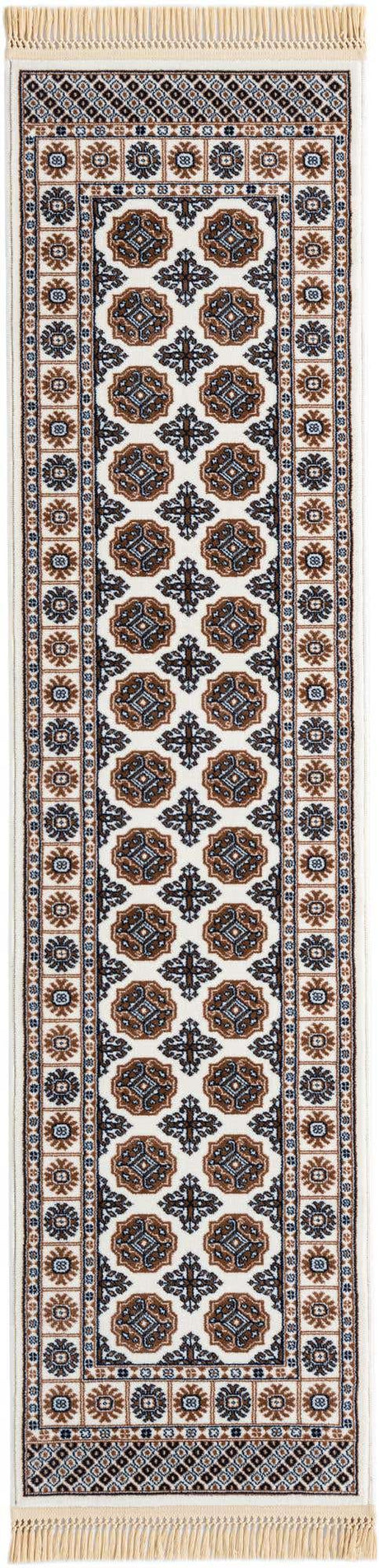 Ivory 2' x 8' Tekke Runner Area Rug Classic Traditional Vintage Design Carpet for Living Rooms, Dining, Bedrooms, Office Space for Sale at Rug Engine
