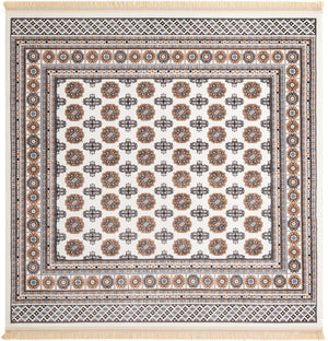 Ivory 7' 10 x 7' 10 Tekke Square Area Rug Classic Traditional Vintage Design Carpet for Living Rooms, Dining, Bedrooms, Office Space for Sale at Rug Engine