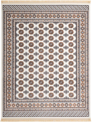 Ivory 7' 10 x 10' Tekke Rectangle Area Rug Classic Traditional Vintage Design Carpet for Living Rooms, Dining, Bedrooms, Office Space for Sale at Rug Engine