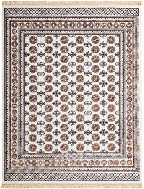 Ivory 7' 10 x 10' Tekke Rectangle Area Rug Classic Traditional Vintage Design Carpet for Living Rooms, Dining, Bedrooms, Office Space for Sale at Rug Engine