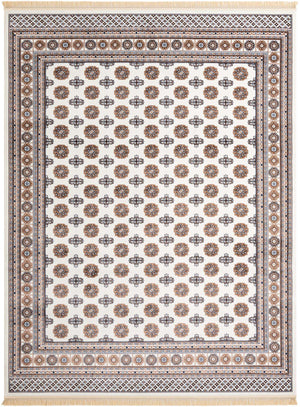 Ivory 9' x 12' Tekke Rectangle Area Rug Classic Traditional Vintage Design Carpet for Living Rooms, Dining, Bedrooms, Office Space for Sale at Rug Engine