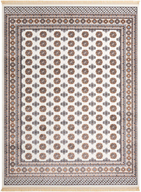 Ivory 9' x 12' Tekke Rectangle Area Rug Classic Traditional Vintage Design Carpet for Living Rooms, Dining, Bedrooms, Office Space for Sale at Rug Engine