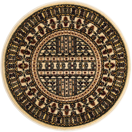 Beige 3' 1 x 3' 1 Tekke Round Area Rug Classic Traditional Vintage Design Carpet for Living Rooms, Dining, Bedrooms, Office Space for Sale at Rug Engine