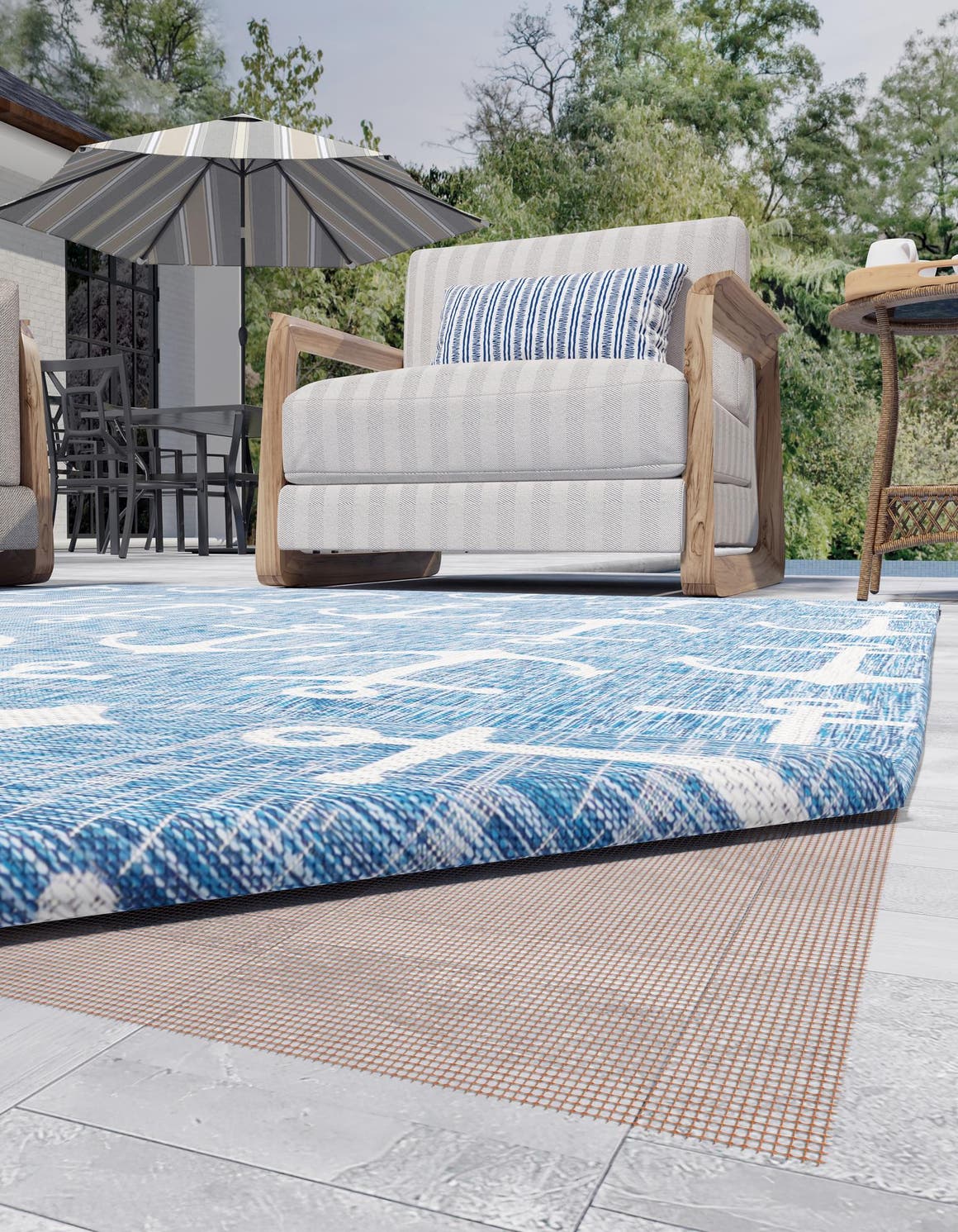 Brown 7' 9 x 10' 10 Outdoor Rectangle Area Rug Pad Floor Protection Pad for Under Rugs & Carpet Weather Resistant for Patio, Deck, Terrace, Balcony, Porch
