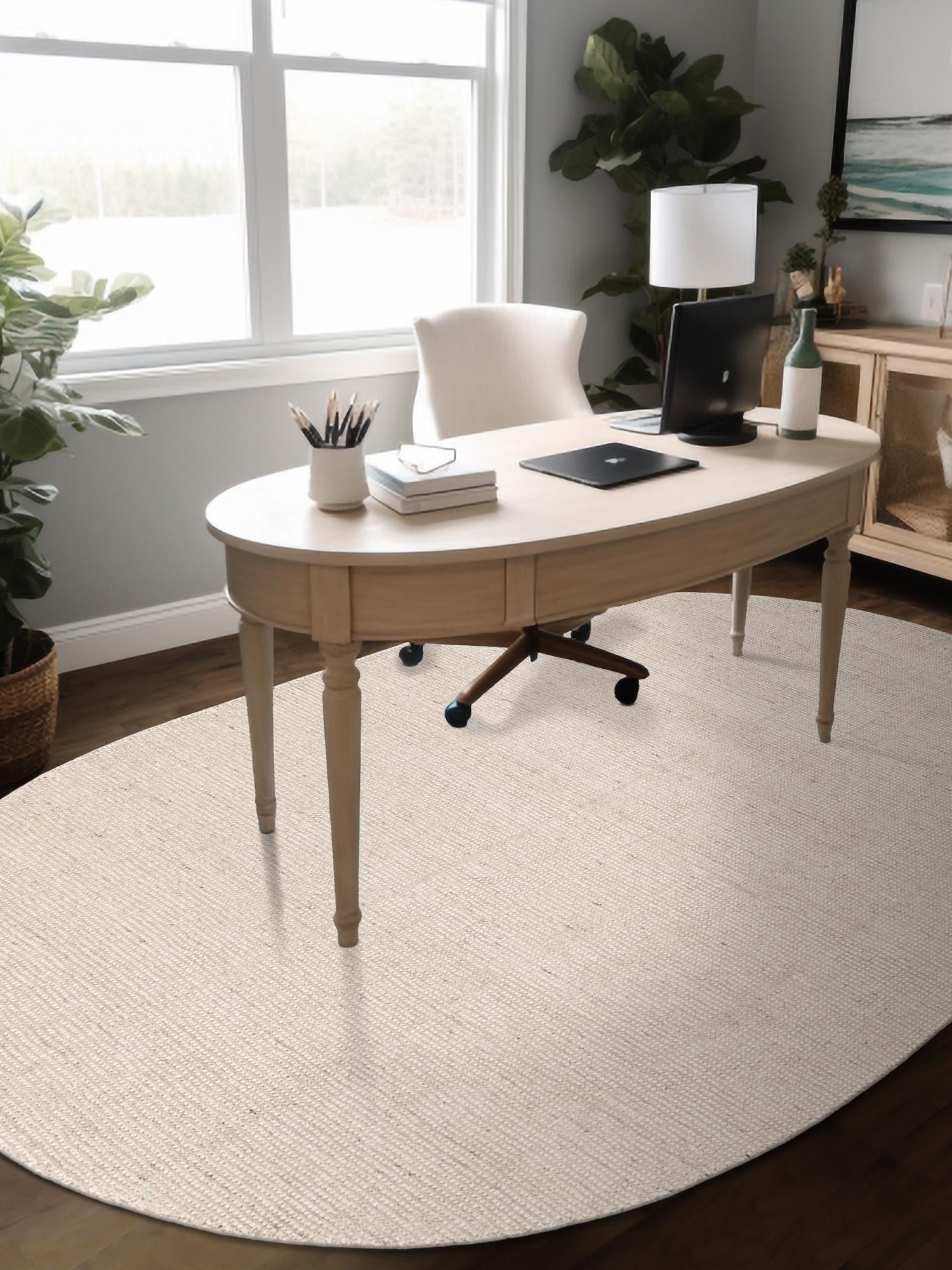Vanilla Bean 4' 1 x 6' 1 Jill Zarin English Manor Oval Area Rug 100% Premium Natural Wool Handwoven Carpet for Living Rooms, Office Space, Bedrooms, Dorms for Sale at Rug Engine