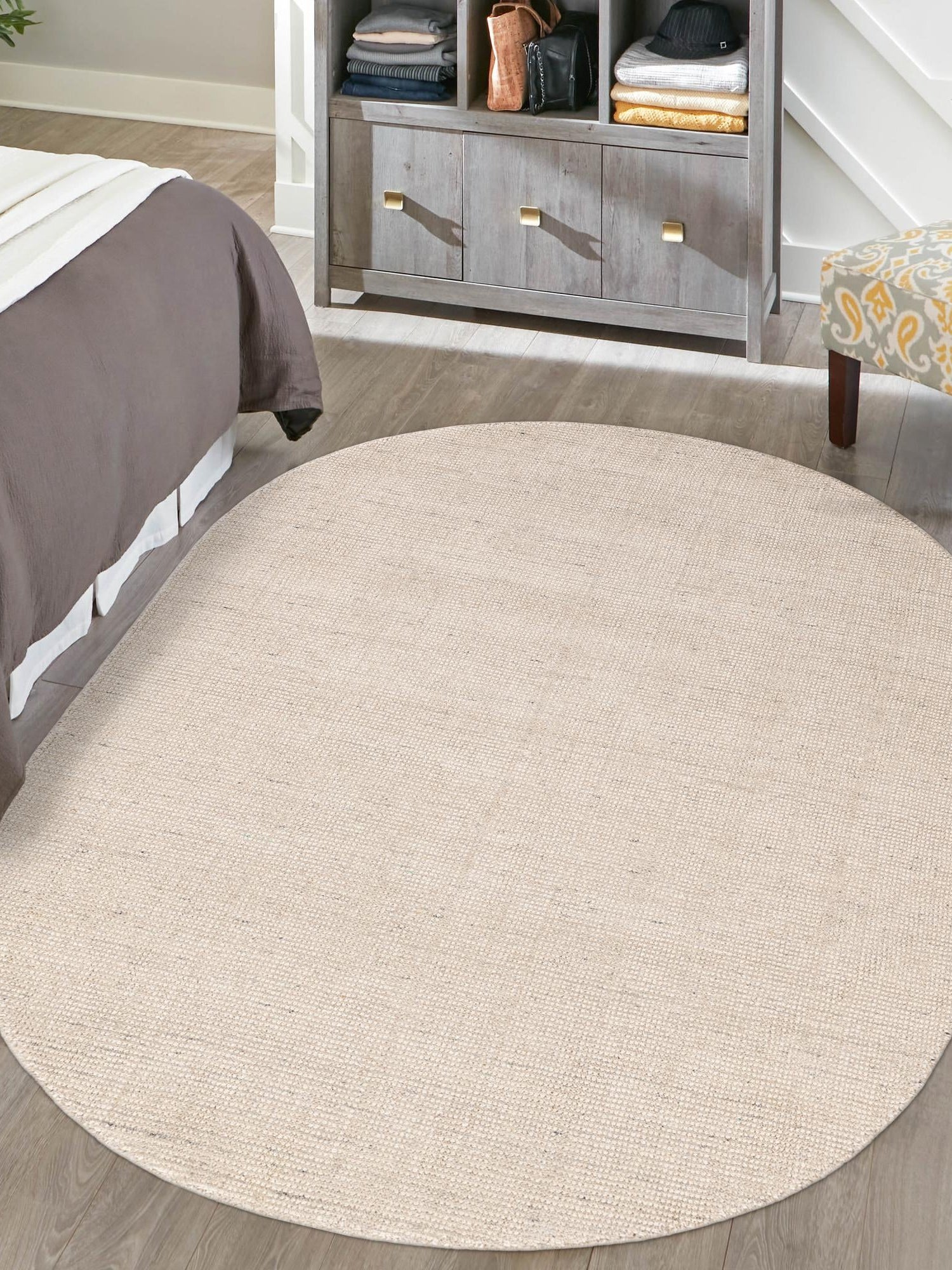 Vanilla Bean 5' 1 x 8' Jill Zarin English Manor Oval Area Rug 100% Premium Natural Wool Handwoven Carpet for Living Rooms, Office Space, Bedrooms, Dorms for Sale at Rug Engine