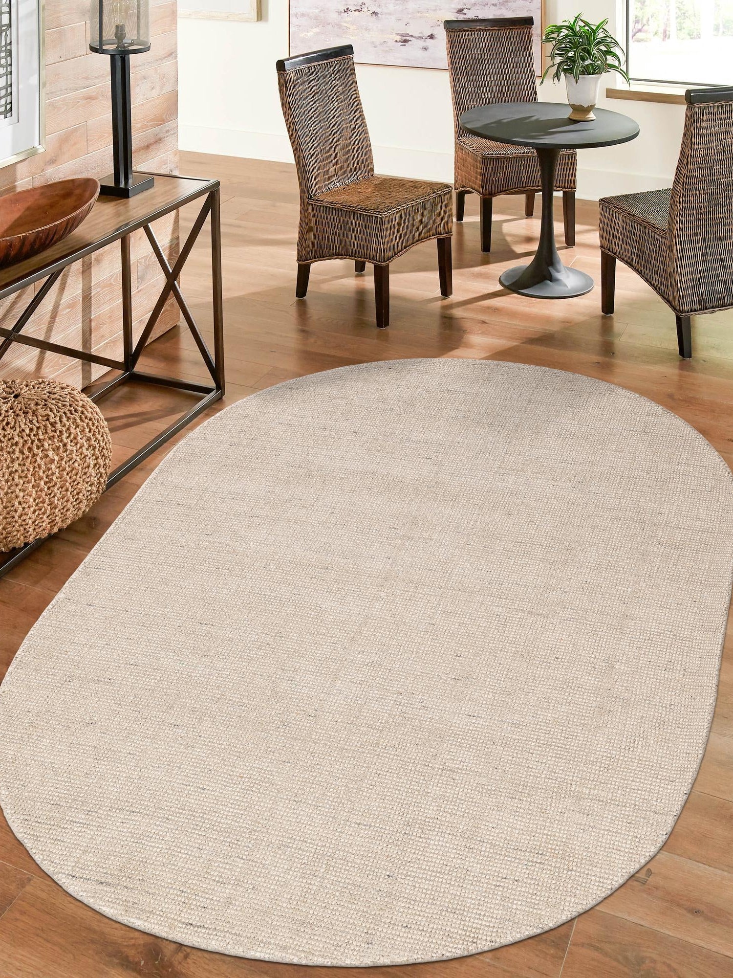 Vanilla Bean 7' 10 x 10' Jill Zarin English Manor Oval Area Rug 100% Premium Natural Wool Handwoven Carpet for Living Rooms, Office Space, Bedrooms, Dorms for Sale at Rug Engine