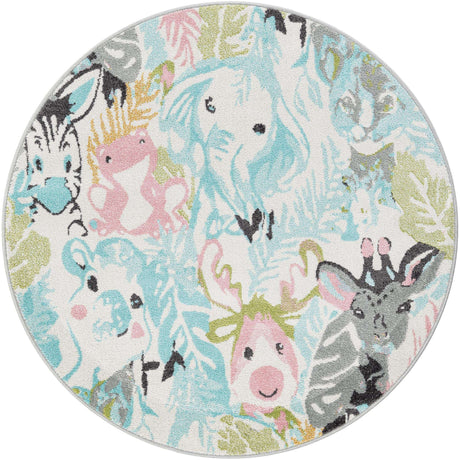 Multicolor 5' 1 x 5' 1 Whimsy Kids Round Rug