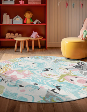 Multicolor 3' 1 x 3' 1 Whimsy Kids Round Rug