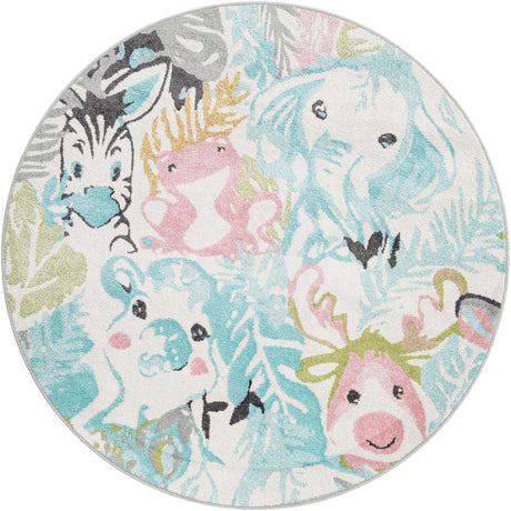 Multicolor 6' 1 x 6' 1 Whimsy Kids Round Rug