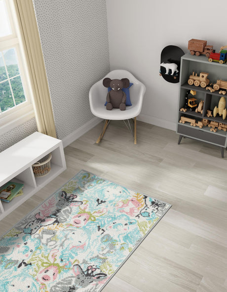 Multicolor 2' 2 x 6' 1 Whimsy Kids Runner Area Rug for Baby Nursery, Toddler Playroom,  Bedrooms Playful Fun Design Easy Clean Carpet for Sale at Rug Engine