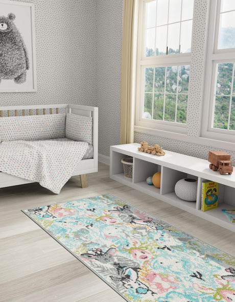 Multicolor 2' 2 x 6' 1 Whimsy Kids Runner Area Rug for Baby Nursery, Toddler Playroom,  Bedrooms Playful Fun Design Easy Clean Carpet for Sale at Rug Engine