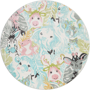 Multicolor 8' x 8' Whimsy Kids Round Rug