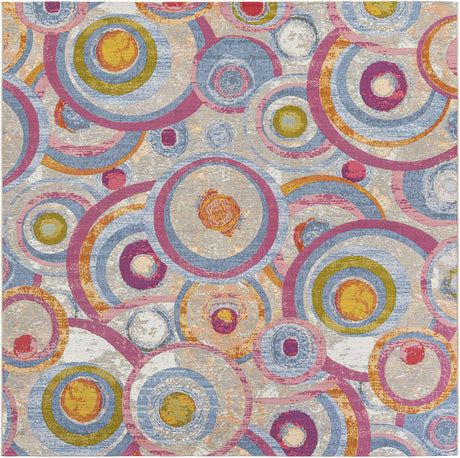 Multicolor 10' x 10' Outdoor Modern Square Area Rug Weather Resistant for Patio, Deck, Terrace, Balcony, Porch