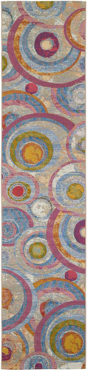 Multicolor 2' 7 x 12' Outdoor Modern Runner Area Rug Weather Resistant for Patio, Deck, Terrace, Balcony, Porch 100% Polypropylene Modern Outside Carpet for Sale at Rug Engine